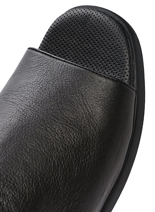 Kadın Siyah Arkası Lastikli Deri Sandalet 25SFD351318 - Görsel 9