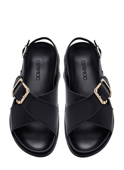 Derimod Derimod Kadın Siyah Tokalı Deri Sandalet 25SFD350918 Sandalet & Terlik | Boyner Siyah - 8. görsel
