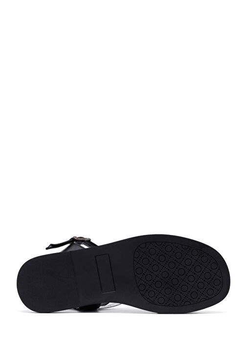 Kadın Siyah Bilekten Tokalı Deri Sandalet 25SFD351018 - Görsel 5