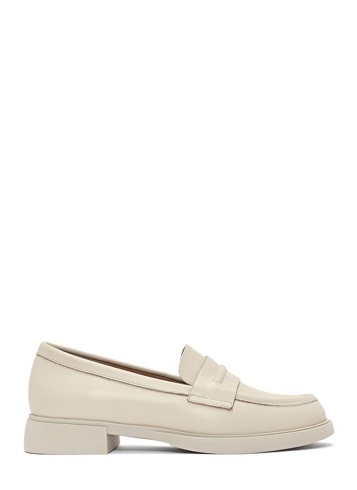 Kadın Krem Deri Maskülen Loafer 25SFD182318 - Görsel 2