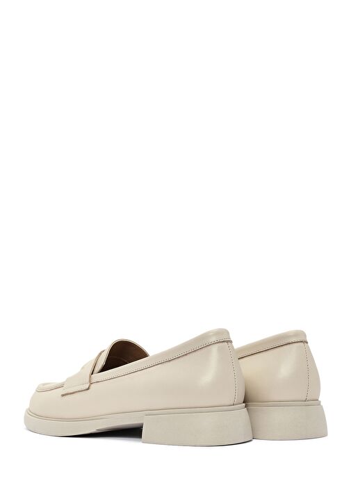 Kadın Krem Deri Maskülen Loafer 25SFD182318 - Görsel 6