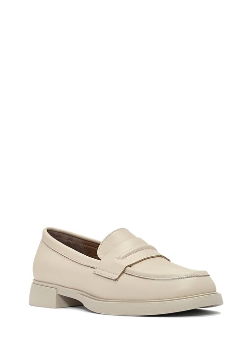 Kadın Krem Deri Maskülen Loafer 25SFD182318 - Görsel 8