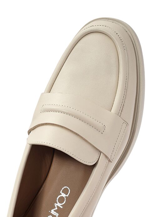Kadın Krem Deri Maskülen Loafer 25SFD182318 - Görsel 9