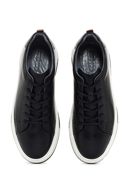 Erkek Siyah Bağcıklı Kalın Tabanlı Deri Sneaker 25SFD6882FT - Görsel 7