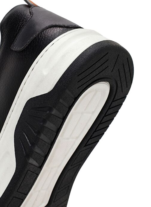 Erkek Siyah Bağcıklı Kalın Tabanlı Deri Sneaker 25SFD6882FT - Görsel 9