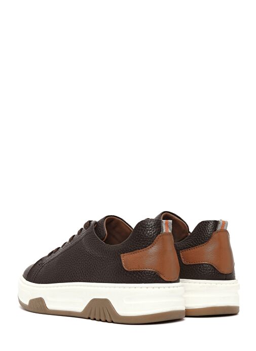Erkek Kahverengi Bağcıklı Kalın Tabanlı Deri Sneaker 25SFD6882FT - Görsel 6