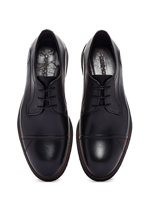 Erkek Siyah Bağcıklı Deri Casual Ayakkabı 25SFD704118 - Görsel 8
