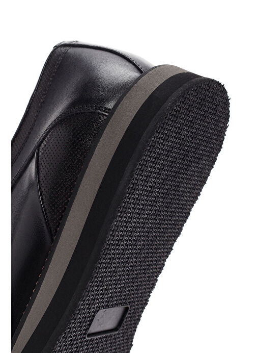 Erkek Siyah Bağcıklı Deri Casual Ayakkabı 25SFD704118 - Görsel 9