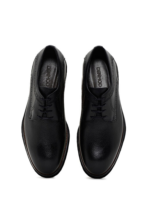 Erkek Siyah Bağcıklı Deri Casual Ayakkabı 25SFD7045FT - Görsel 7