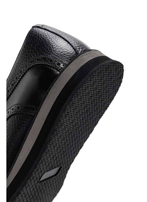 Erkek Siyah Bağcıklı Deri Casual Ayakkabı 25SFD7045FT - Görsel 8