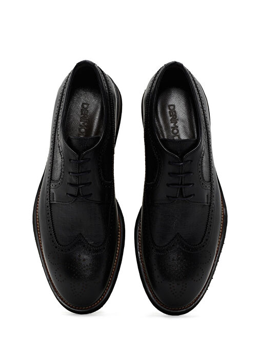Erkek Siyah Deri Klasik Ayakkabı 25SFD704614 - Görsel 7