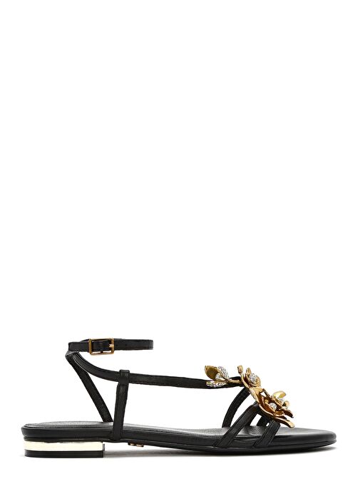 Kadın Siyah Bilekten Tokalı Taşlı Sandalet 25SFD442118 - Görsel 2