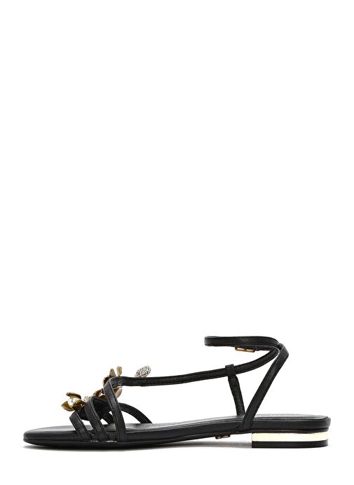 Kadın Siyah Bilekten Tokalı Taşlı Sandalet 25SFD442118 - Görsel 3