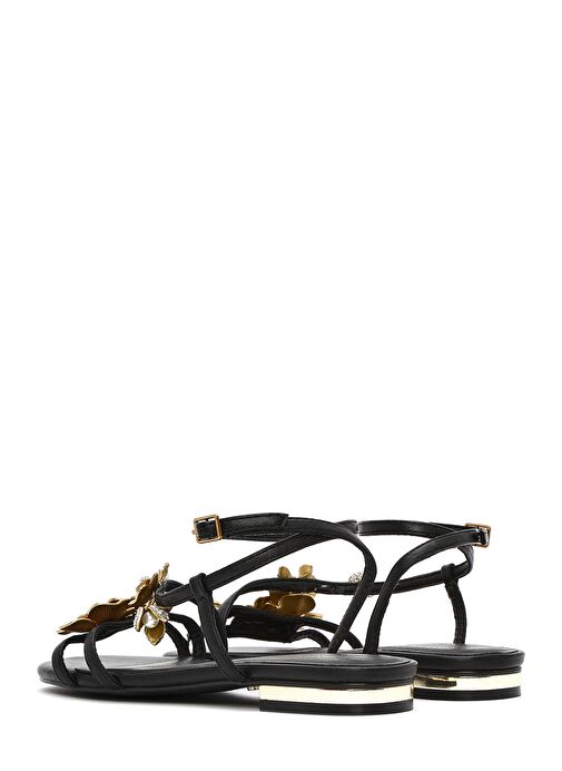 Kadın Siyah Bilekten Tokalı Taşlı Sandalet 25SFD442118 - Görsel 6
