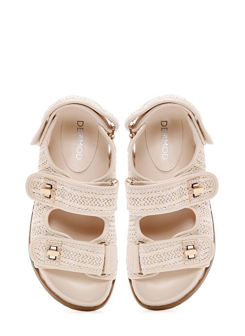 Kadın Bej Hasır Sandalet 25SFD4404M7 - Görsel 7