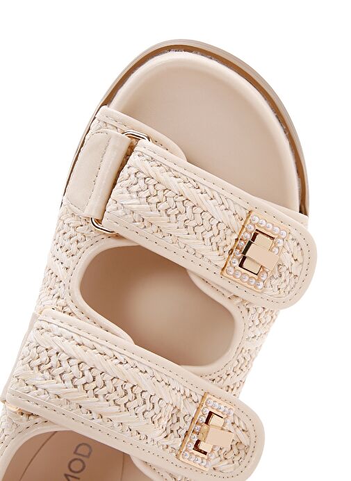 Kadın Bej Hasır Sandalet 25SFD4404M7 - Görsel 8