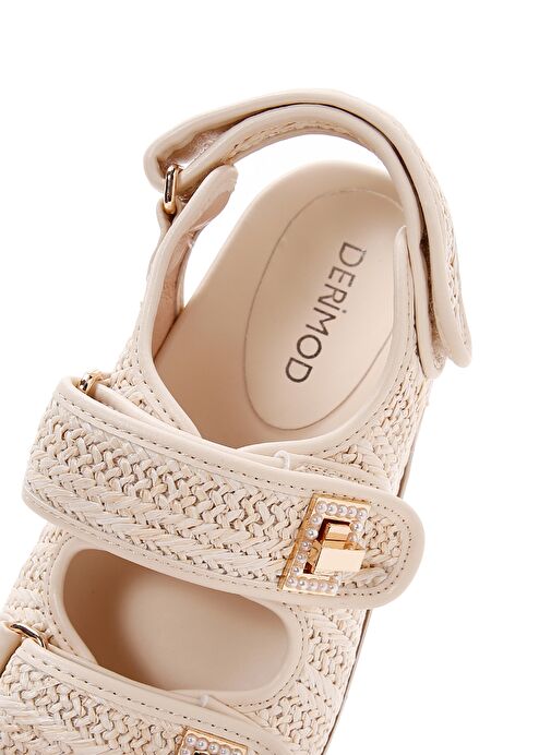 Kadın Bej Hasır Sandalet 25SFD4404M7 - Görsel 9