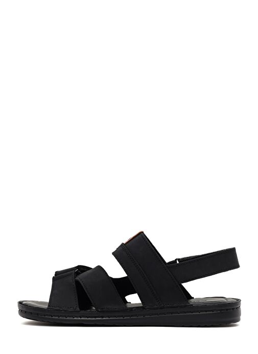 Erkek Siyah Deri Sandalet 25SFD625018 - Görsel 3