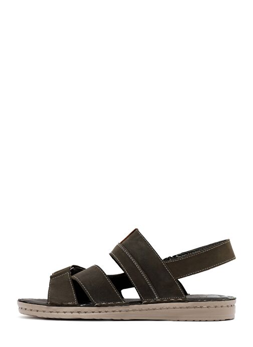 Erkek Haki Bantlı Deri Sandalet 25SFD6250V3 - Görsel 3