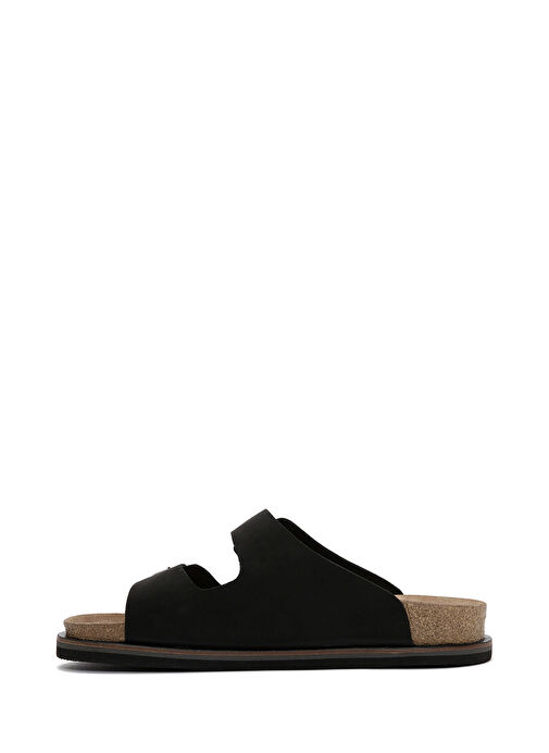 Erkek Siyah Tokalı Nubuk Deri Terlik 25SFD6255V3 - Görsel 3