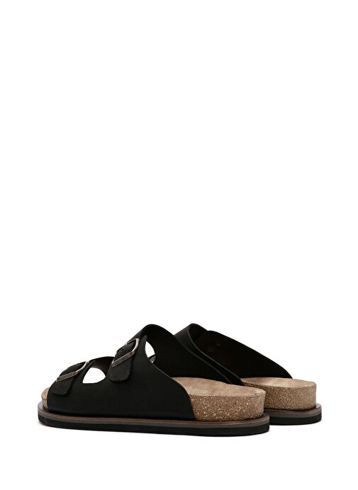 Erkek Siyah Tokalı Nubuk Deri Terlik 25SFD6255V3 - Görsel 6