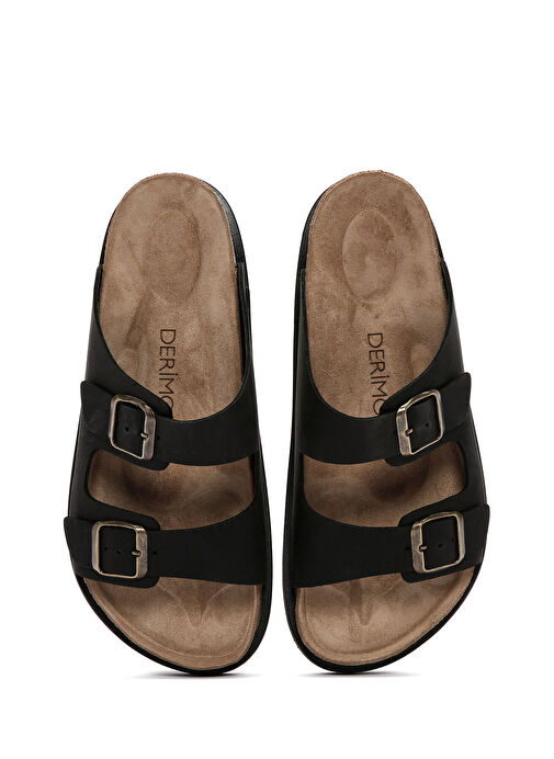 Erkek Siyah Tokalı Nubuk Deri Terlik 25SFD6255V3 - Görsel 7