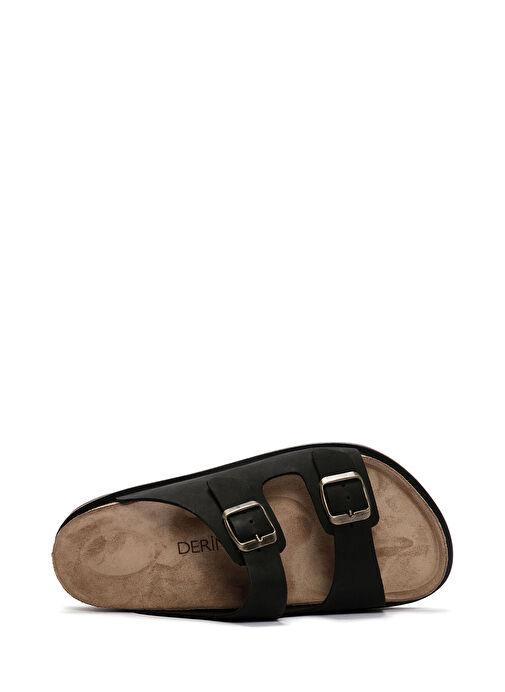 Erkek Siyah Tokalı Nubuk Deri Terlik 25SFD6255V3 - Görsel 8