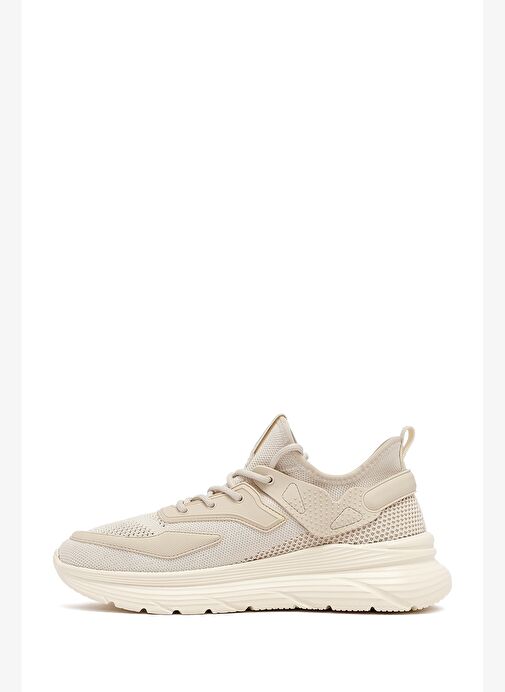 Derimod Zero Erkek Bej Bağcıklı Kalın Tabanlı Kumaş Sneaker 25SFD69426F - Görsel 3