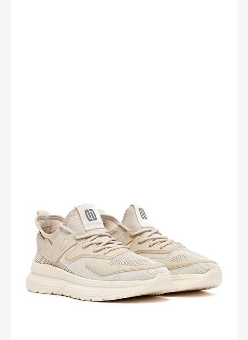 Derimod Zero Erkek Bej Bağcıklı Kalın Tabanlı Kumaş Sneaker 25SFD69426F - Görsel 4