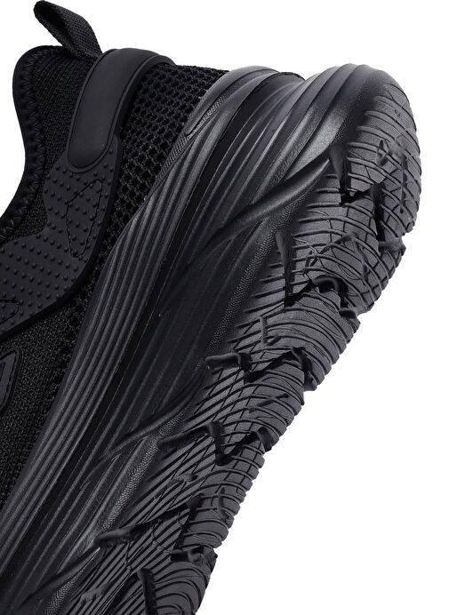 Erkek Siyah Bağcıklı Kalın Tabanlı Kumaş Sneaker 25SFD69426F - Görsel 9