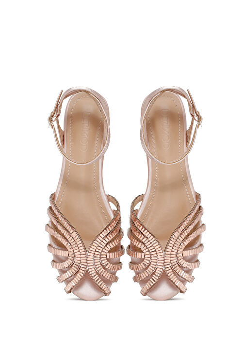 Kadın Pembe Bilekten Bağlamalı Taşlı Sandalet 25SFE450414 - Görsel 7