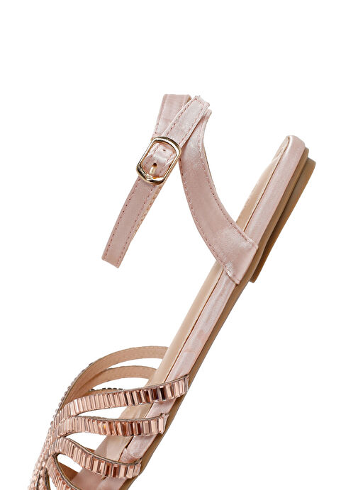 Kadın Pembe Bilekten Bağlamalı Taşlı Sandalet 25SFE450414 - Görsel 8