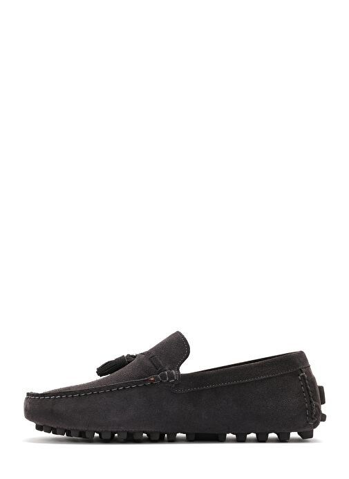 Erkek Gri Püsküllü Süet Deri Loafer 25SFD631510 - Görsel 3