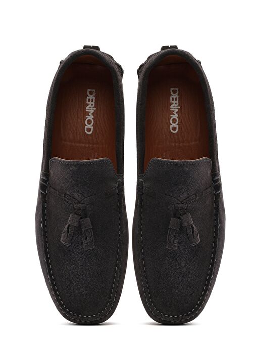 Erkek Gri Püsküllü Süet Deri Loafer 25SFD631510 - Görsel 8