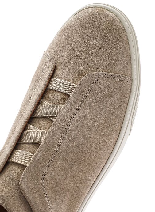 Erkek Bej Süet Deri Sneaker 25SFD631610 - Görsel 9