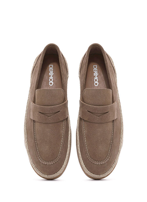 Erkek Vizon Süet Deri Casual Loafer 25SFD631810 - Görsel 8