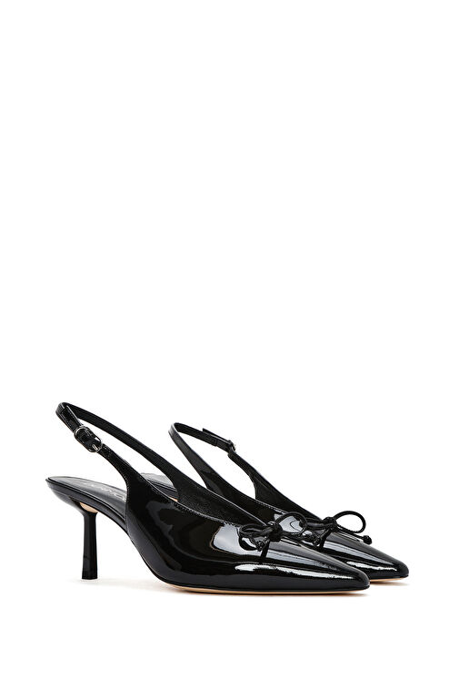 Derimod Siyah Kadın Rugan Topuklu Ayakkabı 24WFD122616 - Görsel 4