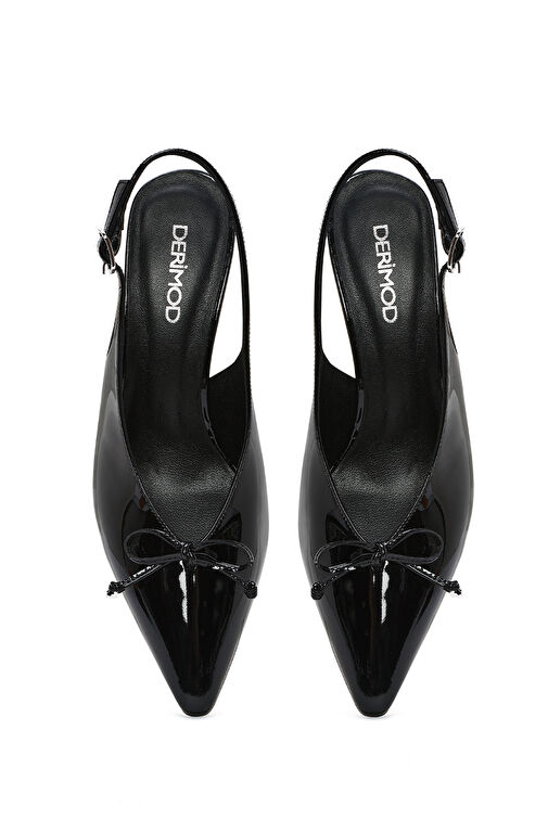 Derimod Siyah Kadın Rugan Topuklu Ayakkabı 24WFD122616 - Görsel 9