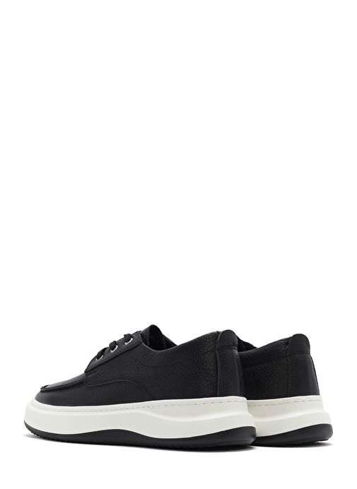 Erkek Siyah Bağcıklı Kalın Tabanlı Deri Casual Ayakkabı 25SFD6603FT - Görsel 6