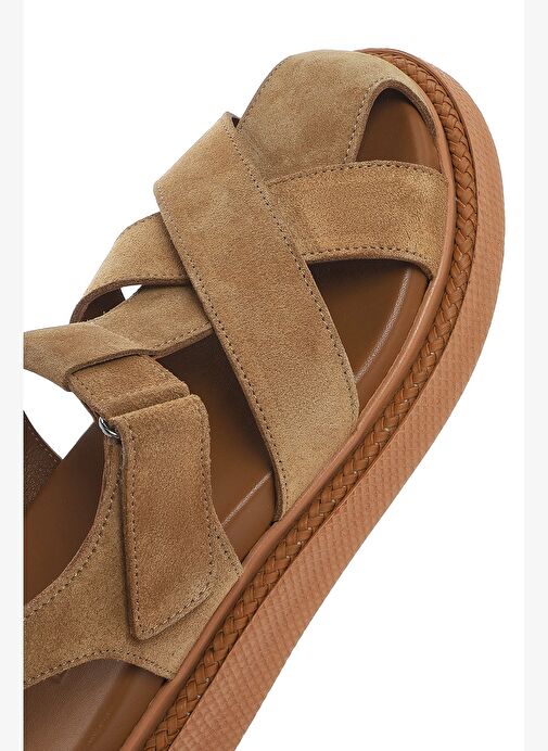 Kadın Taba Süet Deri Sandalet 25SFD300910 - Görsel 9