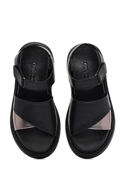 Derimod Derimod Kadın Siyah Bantlı Kalın Tabanlı Deri Sandalet 25SFD301018 Sandalet & Terlik | Boyner Siyah - 8. görsel