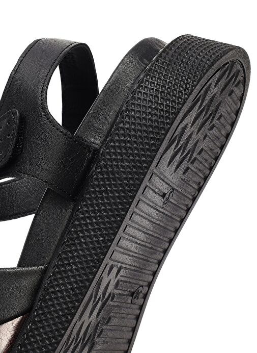 Derimod Derimod Kadın Siyah Bantlı Kalın Tabanlı Deri Sandalet 25SFD301018 Sandalet & Terlik | Boyner Siyah - 9. görsel