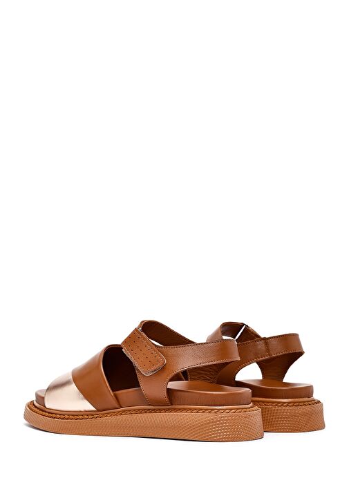 Kadın Taba Bantlı Kalın Tabanlı Deri Sandalet 25SFD301018 - Görsel 6