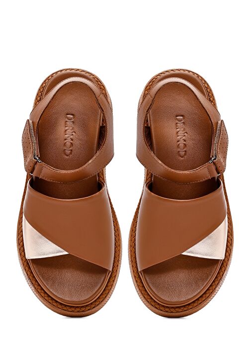 Kadın Taba Bantlı Kalın Tabanlı Deri Sandalet 25SFD301018 - Görsel 8