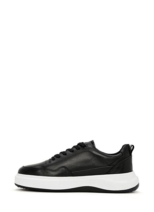 Erkek Siyah Bağcıklı Deri Sneaker 25SFD660618 - Görsel 3