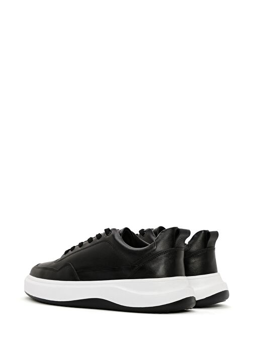 Erkek Siyah Bağcıklı Deri Sneaker 25SFD660618 - Görsel 6