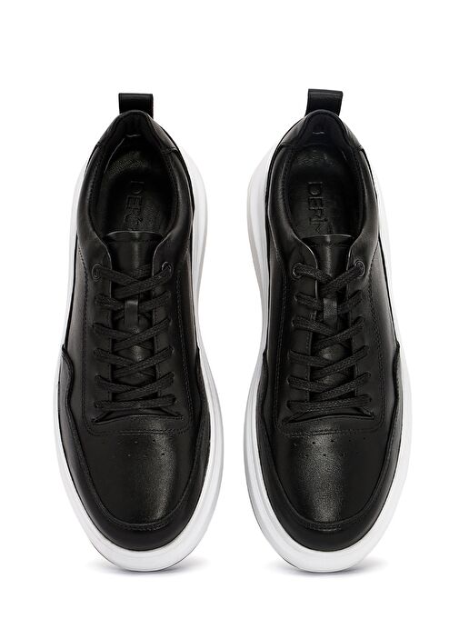 Erkek Siyah Bağcıklı Deri Sneaker 25SFD660618 - Görsel 8
