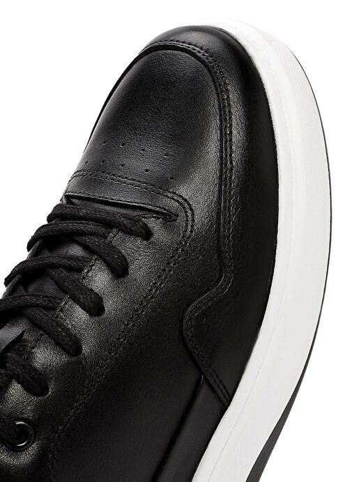 Erkek Siyah Bağcıklı Deri Sneaker 25SFD660618 - Görsel 9