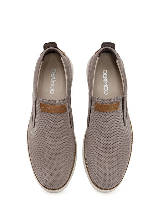 Erkek Vizon Nubuk Deri Casual Loafer 25SFD7104V3 - Görsel 8