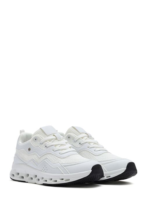 Kadın Bej Bağcıklı Kalın Tabanlı Sneaker 25SFE495714 - Görsel 4